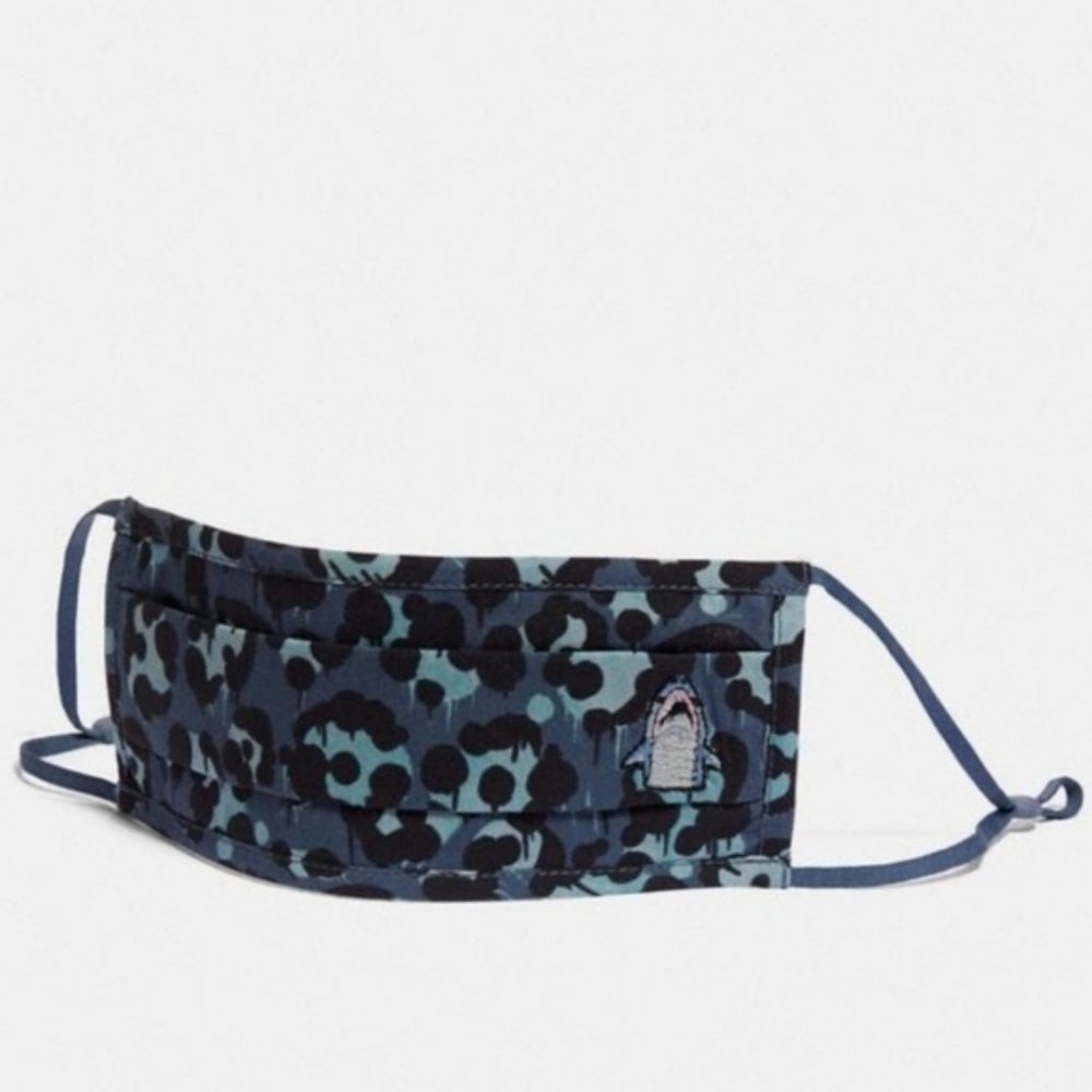 COPY - NWT Coach Mask Blue Shark Wild Beast Print